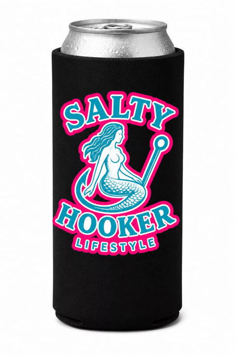 Salty Hooker Lifestyle Mermaid Slim Can Koozie
